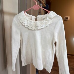 Next Cream Long Sleeve Top with Lace Detail
